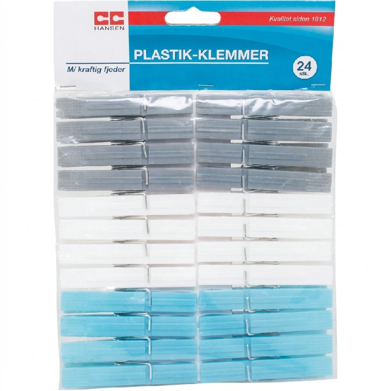 CC Hansen Kunststoffklammern 24 Stk. – Farblich sortiert 1011AG by CC Hansen color Assorterad