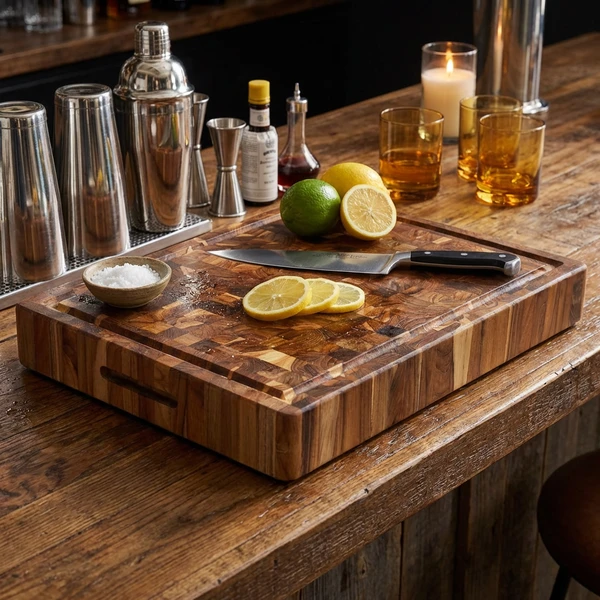Teak Haus Hackblock Schneidebrett extra dick 52 x 36 x 6,4 cm TH313 by Teak Haus color Svart