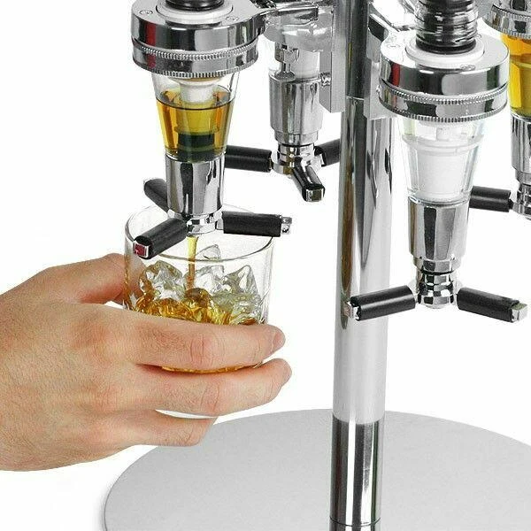 Drehbarer Flaschenhalter für 4 Flaschen mit 35 ml Dosierung 1888 by Drink color Silver