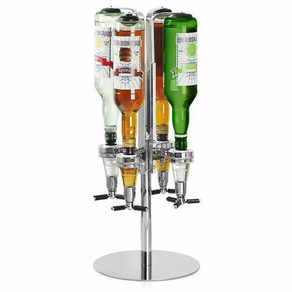 Drehbarer Flaschenhalter für 4 Flaschen mit 35 ml Dosierung 1888 by Drink color Silver
