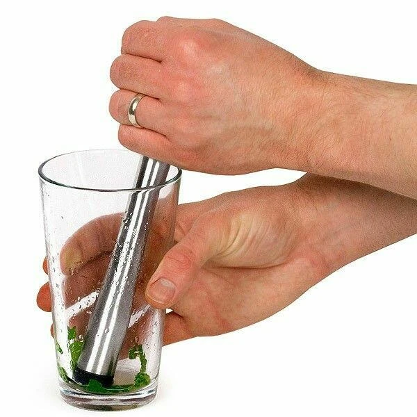 Edelstahl-Cocktailstößel mit Ringgriff 6247 by Drink color Svart