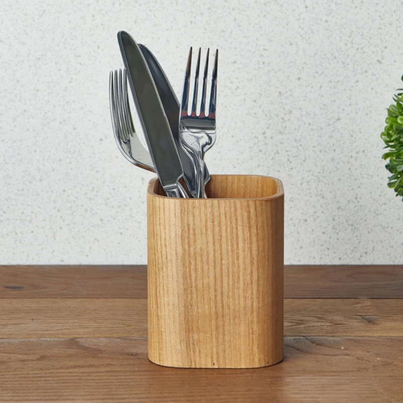 Besteckhalter Helles Furnierholz 9 x 9 x 11cm WVCH-9L by Genware color Svart