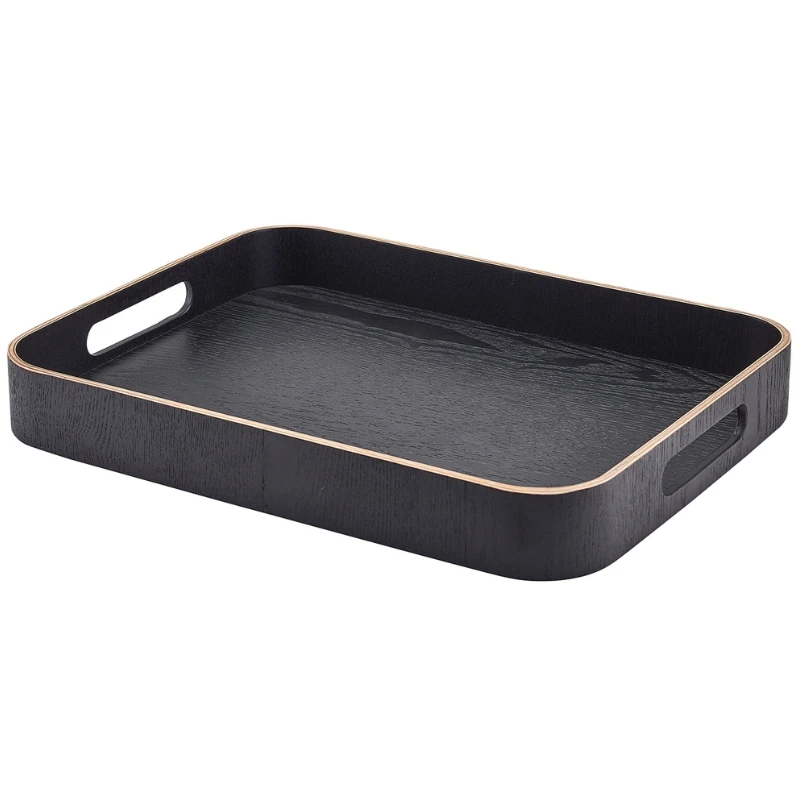 Serviertablett Schwarz Holzfurnier 35.5 x 28cm WVT-B3528BK by Genware color Svart