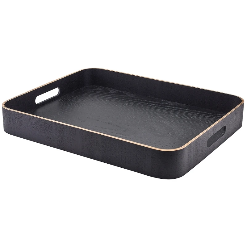 Kellnertablett Schwarz Holzfurnier 45.5 x 36cm WVT-B4536BK by Genware color Svart