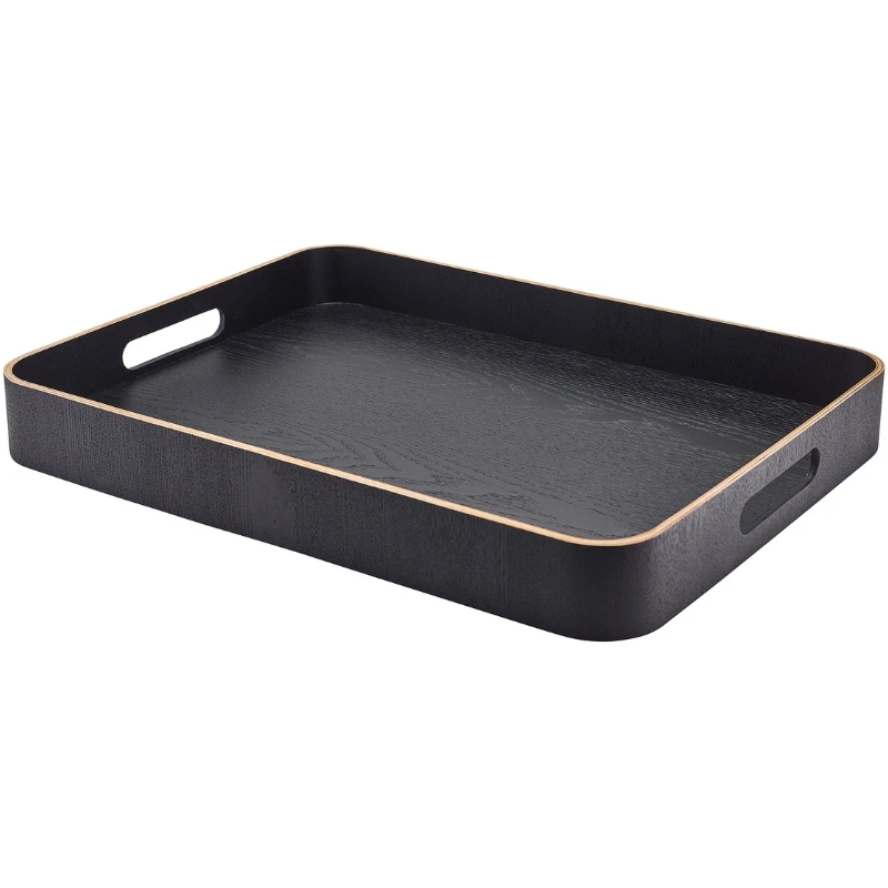 Kellnertablett Schwarz Holzfurnier 50 x 38 cm WVT-B5038BK by Genware color Svart