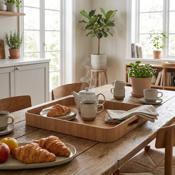 Kellnertablett Helles Holzfurnier 50 x 38 cm WVT-B5038L by Genware color Svart