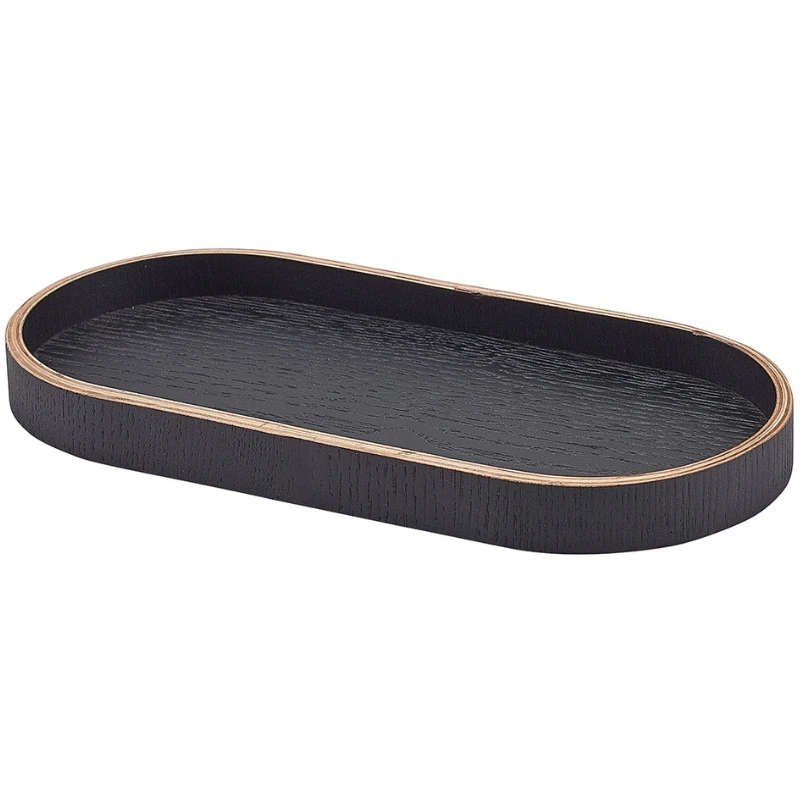 Ovales Holzfurnier-Tablett Schwarz 23 x 11cm WVT-V23BK by Genware color Svart