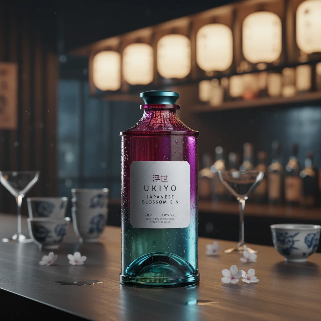 Ukiyo Japanese Blossom Gin 40% 70 cl L-51-363-00  color Svart