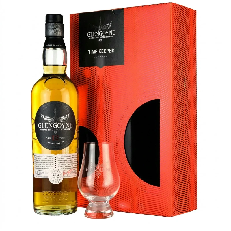 Glengoyne 12 Years Time Keeper Whisky Geschenkset m/ Glas 43% 70 cl L-55-172-00  color Svart