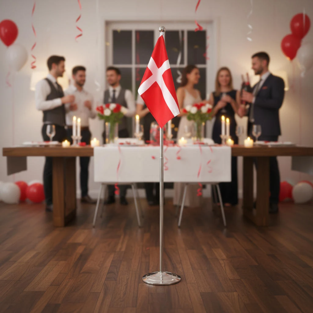 Dannebrog Bodenflagge aus Metall höhenverstellbar 108-192 cm 4200090  color Svart