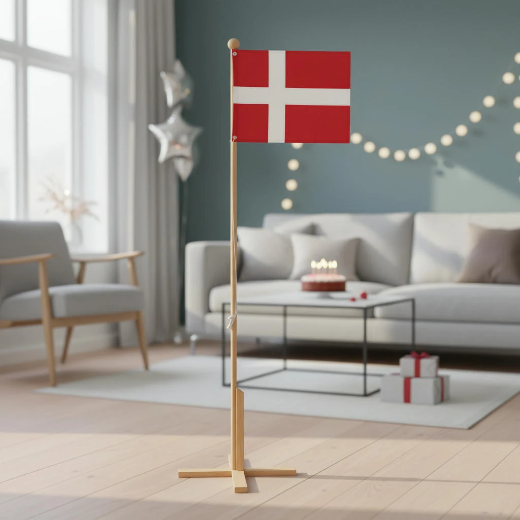 Standflagge aus Buche Dannebrog 170 cm 4200087  color Svart