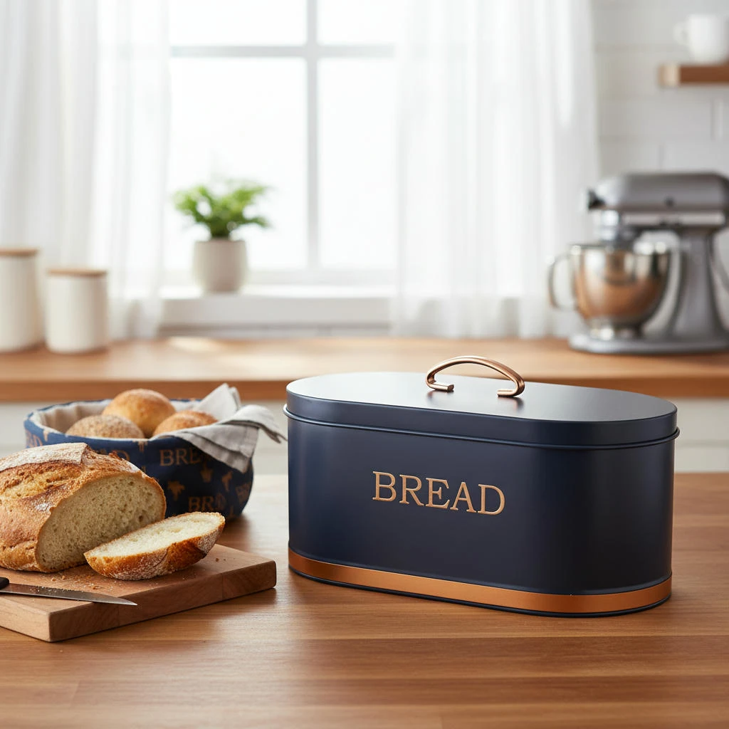 Brotkasten aus Metall Blau mit Gold, 34x18 cm 2400059  color Svart