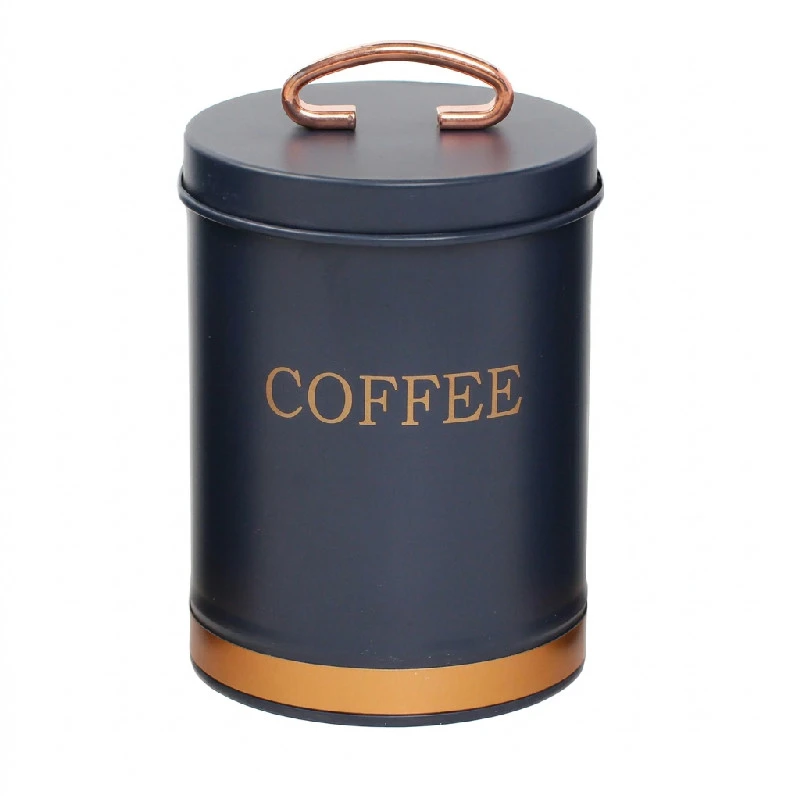 Kaffeedose aus Metall Blau mit Gold, Gr. 11x15 cm 2400050  color Svart