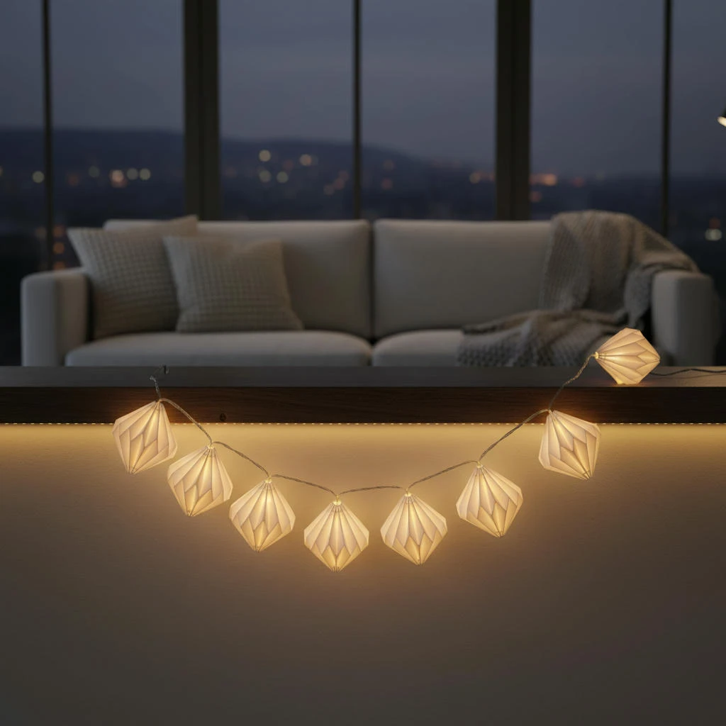 Party-Lichterkette mit 10 Papierkugeln & Timer – 1,85 m 8001829  color Svart