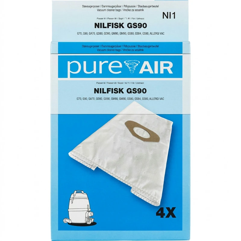 Staubsaugerbeutel NI-1 für Nilfisk GS90 – 4 Stk. 3209010  color Svart