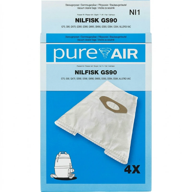 Staubsaugerbeutel NI-1 für Nilfisk GS90 – 4 Stk. 3209010  color Svart