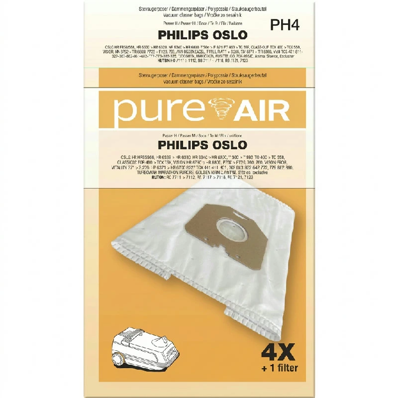 Staubsaugerbeutel ph-4 für Philips Oslo – 4 Beutel und 1 Filter 3209007  color Svart
