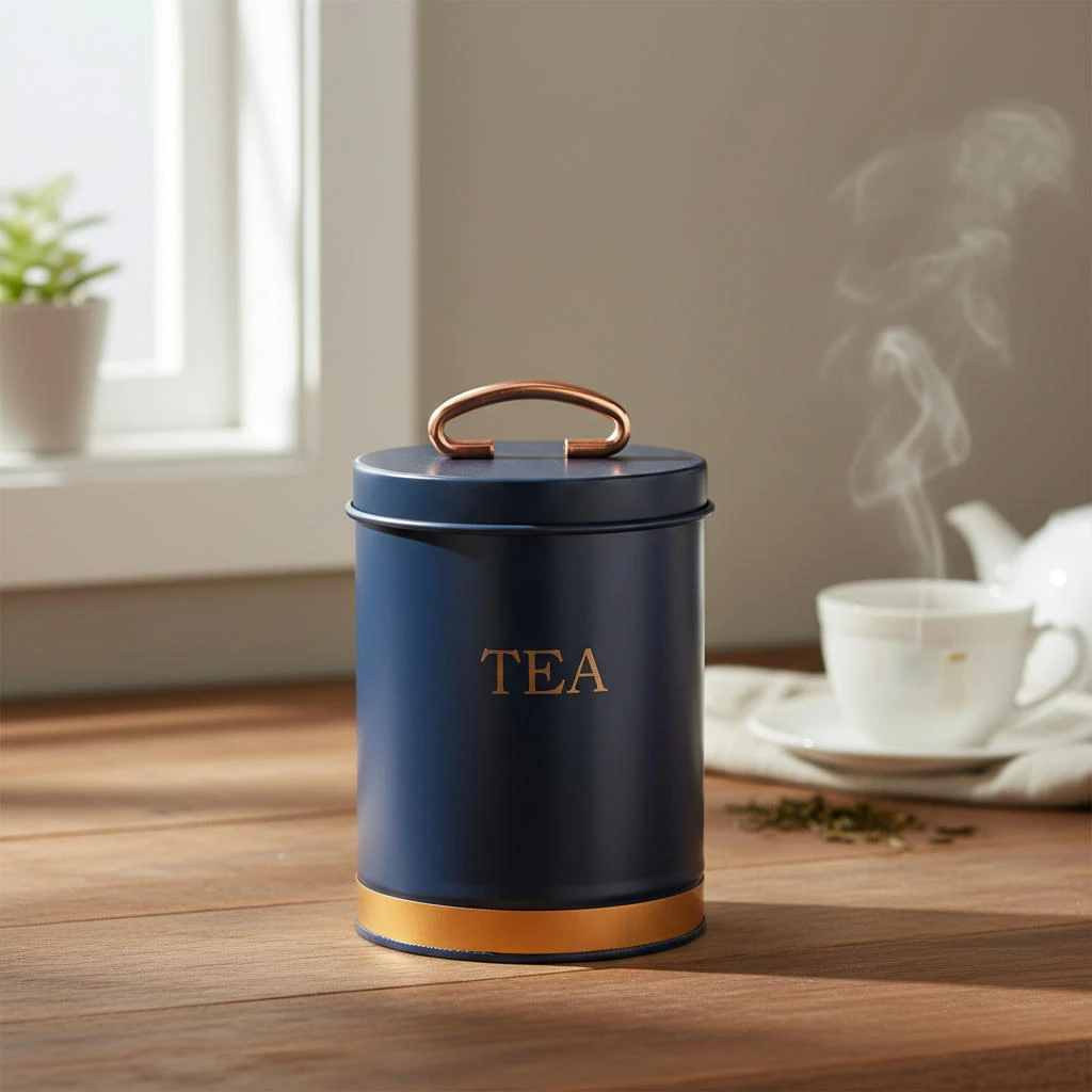 Teedose aus Metall Blau/Gold 11x15 cm 2400052  color Svart
