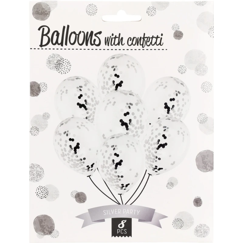 Luftballons mit silbernem Konfetti – 8 Stk. PR2000090  color Svart