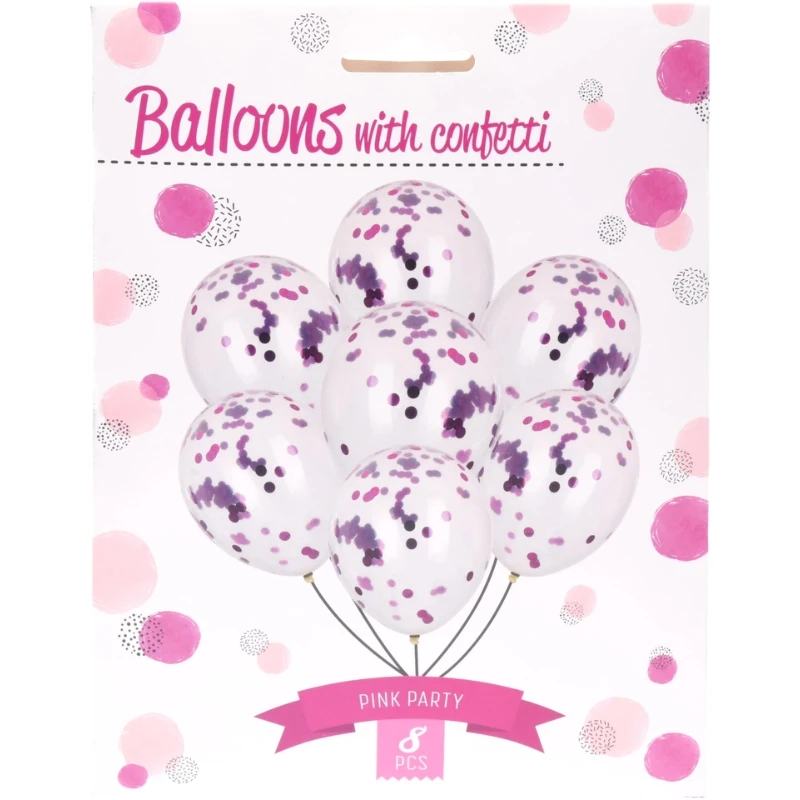 Konfetti-Luftballons – 8 Stück, Rosa PR2000100  color Svart