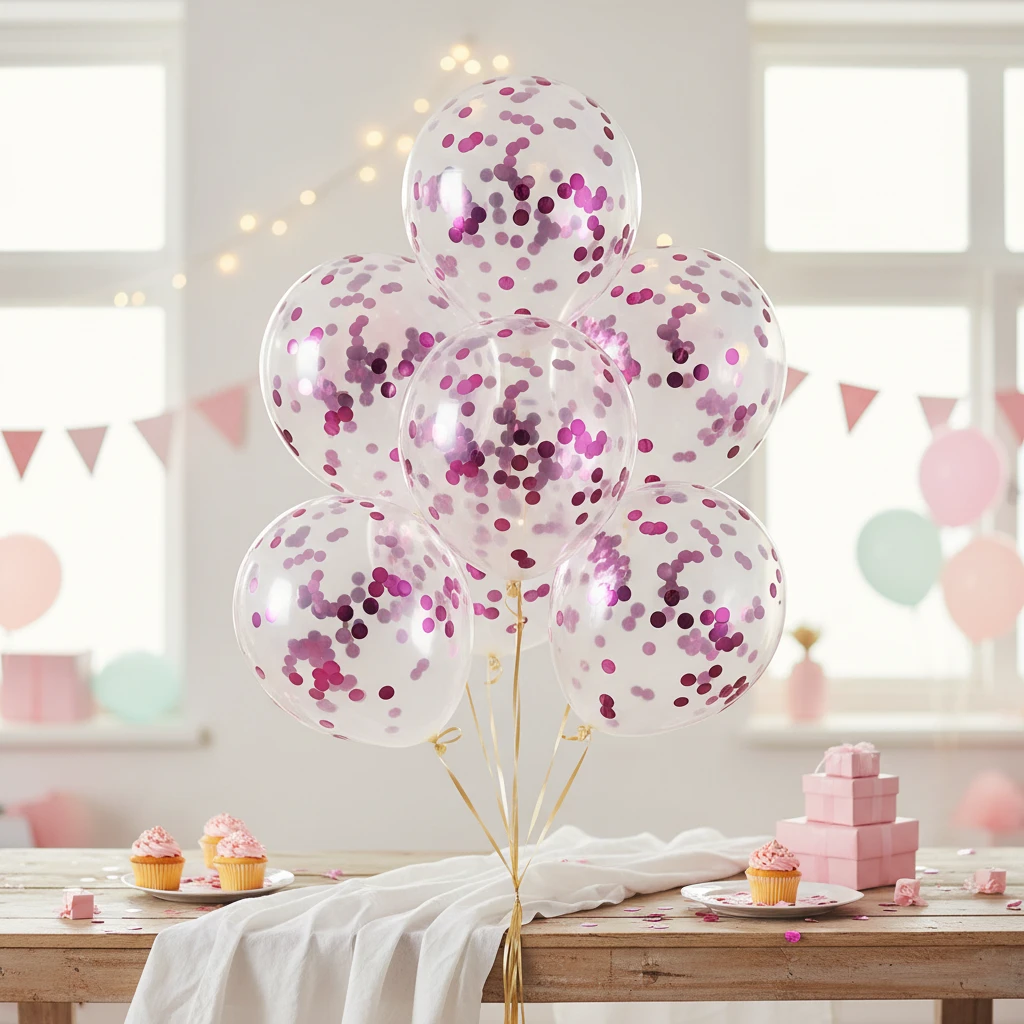 Konfetti-Luftballons – 8 Stück, Rosa PR2000100  color Svart