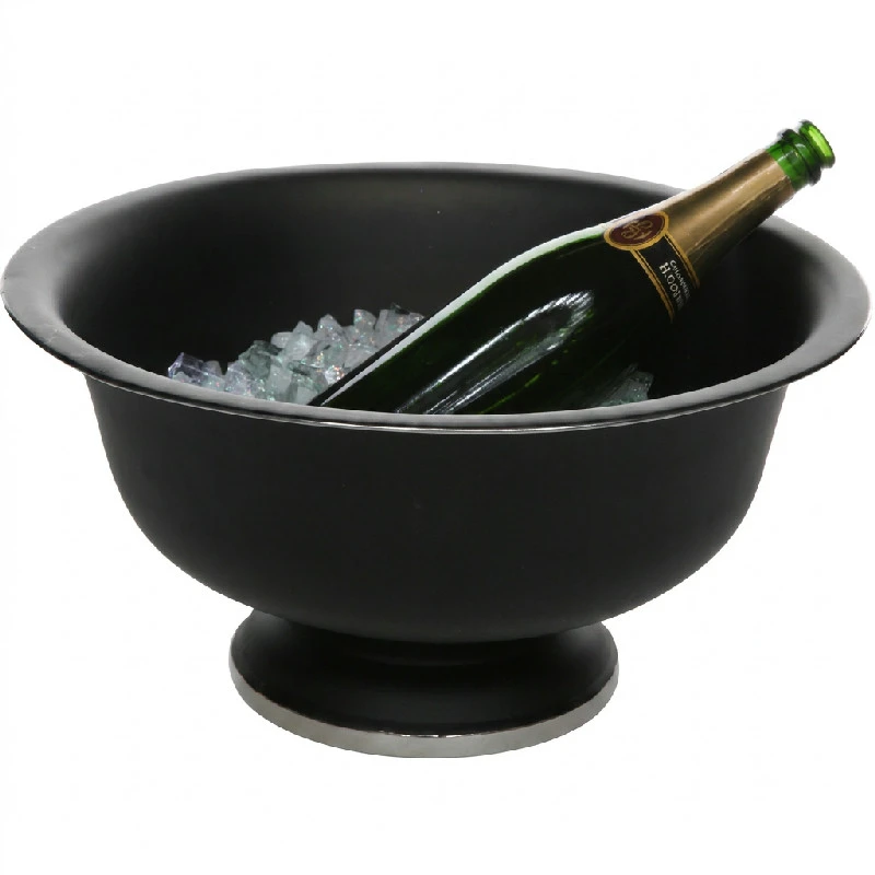 Champagnerkühler mit Fuß Schwarz Edelstahl Ø41xH20cm 262924  color Svart