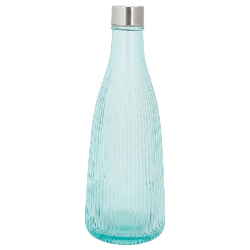 Wasserflasche mit Deckel Glas 1L Türkis H28cm 5415002  color Svart
