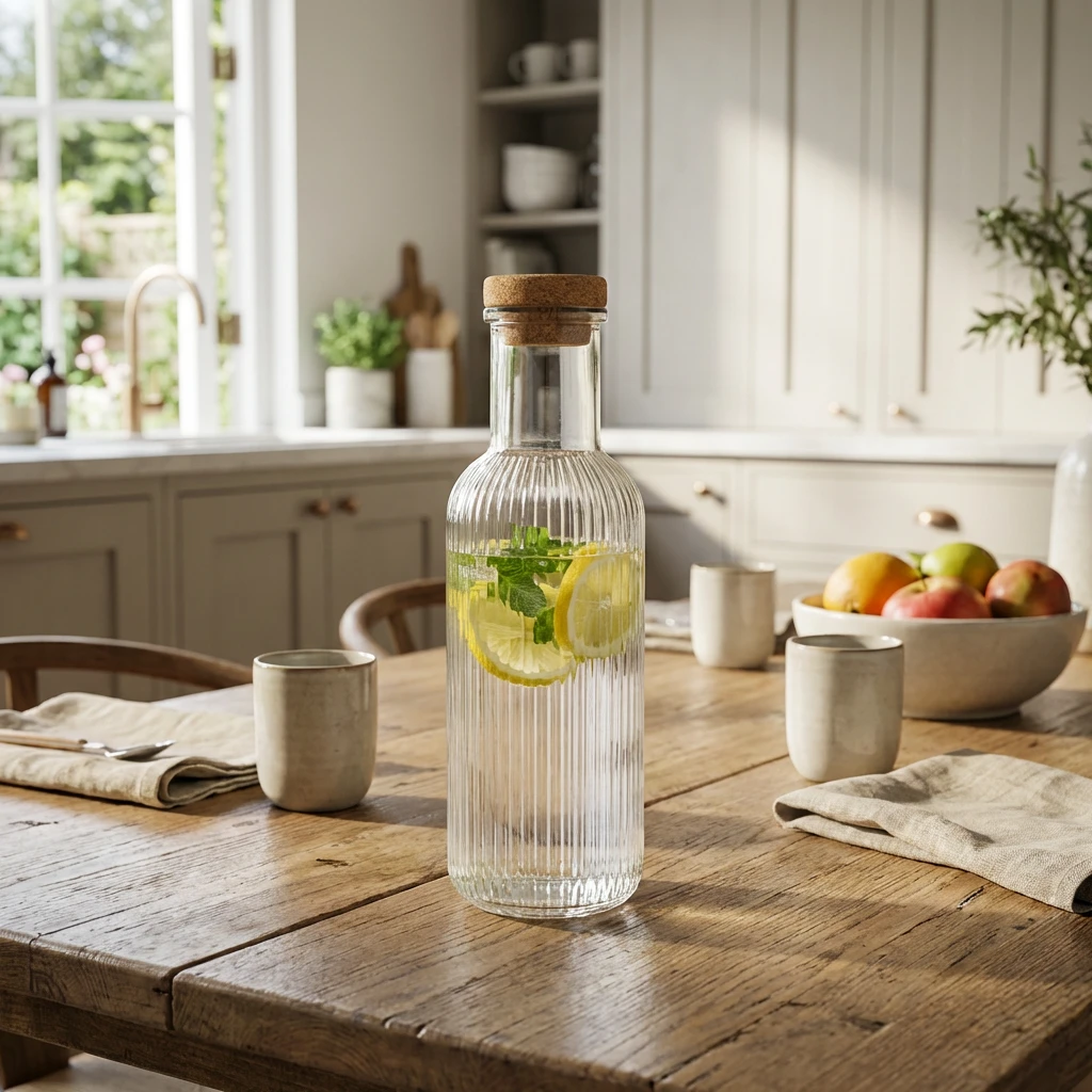 Glaskaraffe mit Stopfen Graues Glas 1L 5426003 by COSY & TRENDY color Svart