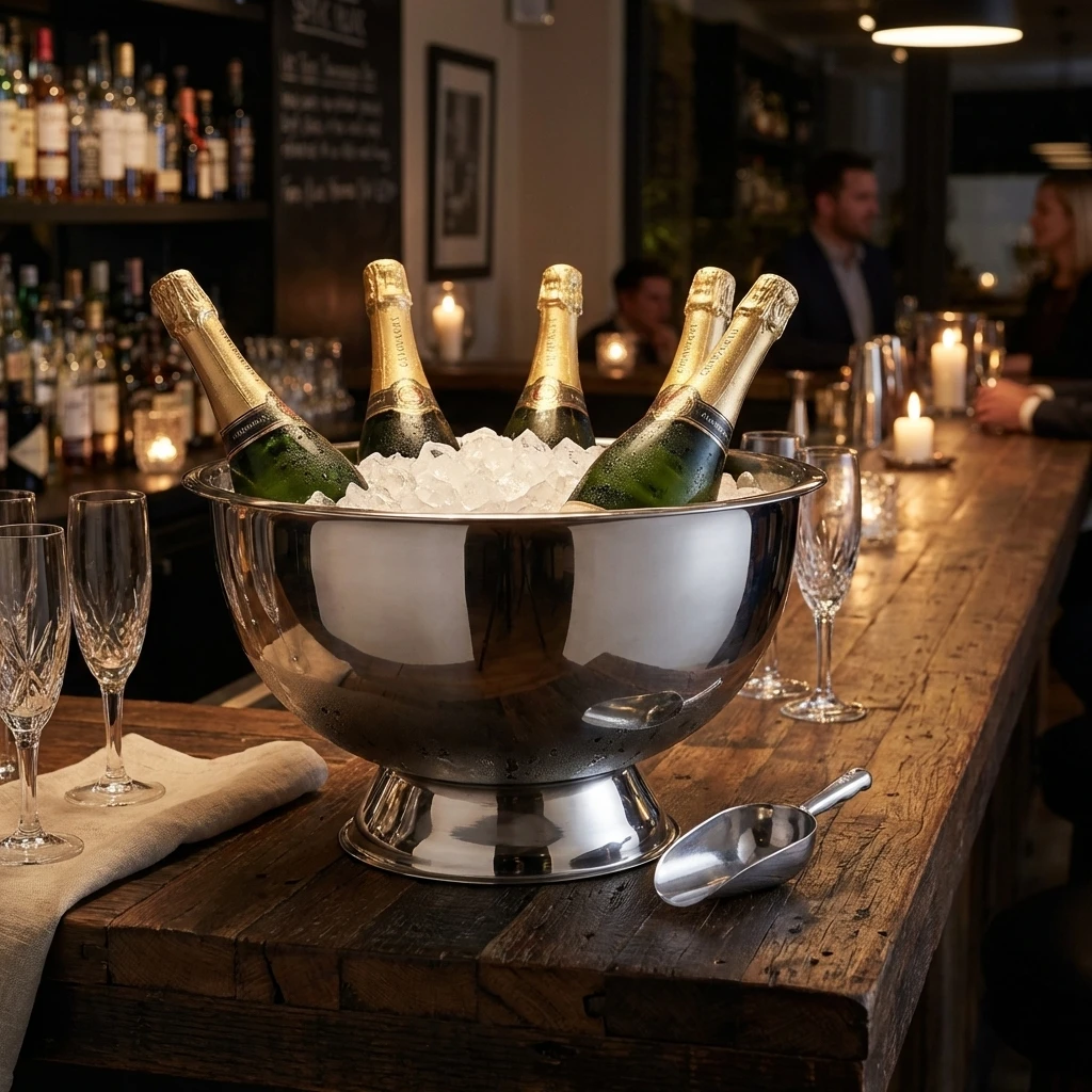 Champagnerkühler mit Standfuß Edelstahl Ø40cm 1833835 by COSY & TRENDY color Svart