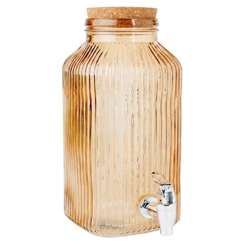 Getränkespender mit Zapfhahn Ocker Glas 3,35L 5426007 by COSY & TRENDY color Svart