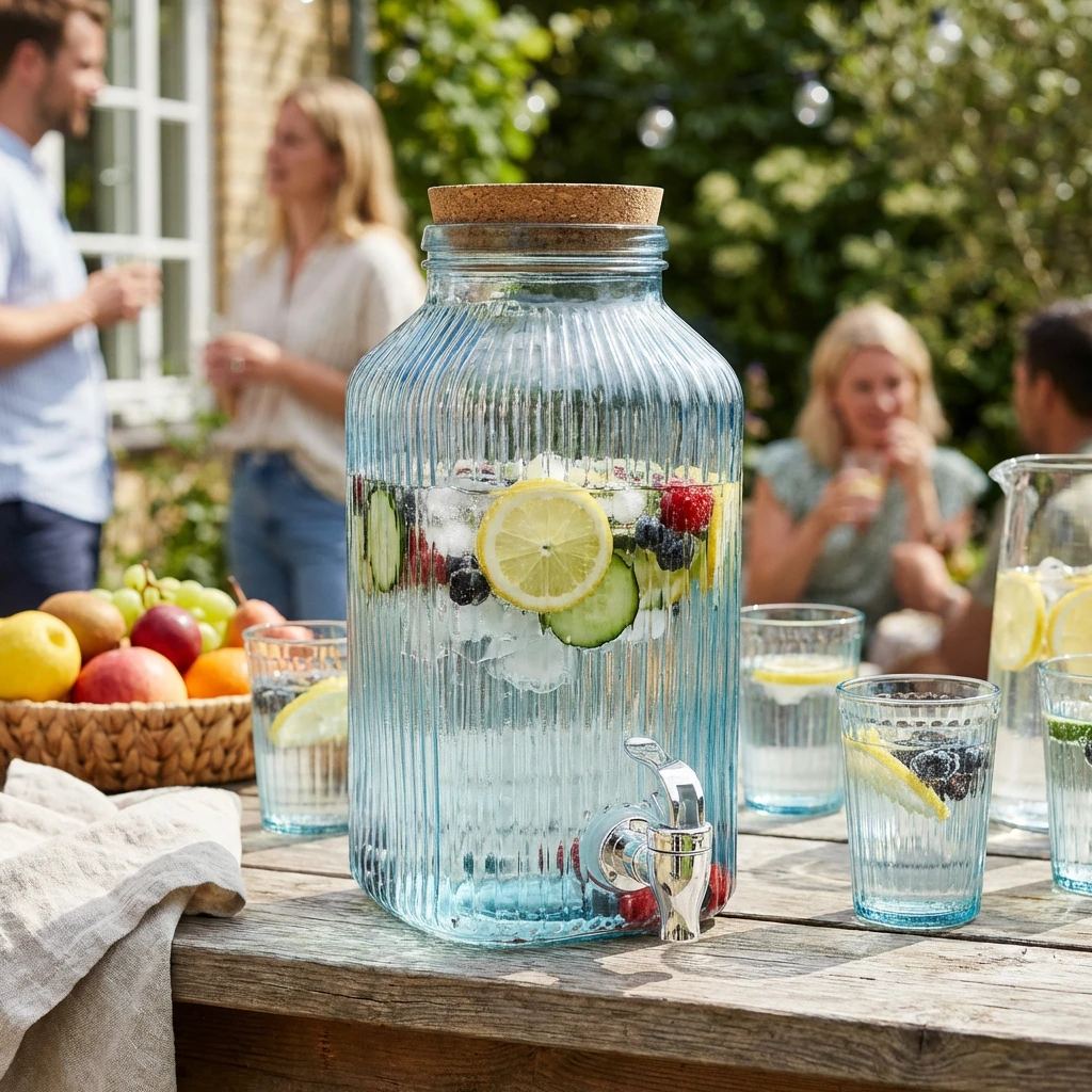 Getränkespender Glas Blau 3,35L 5426005 by COSY & TRENDY color Svart