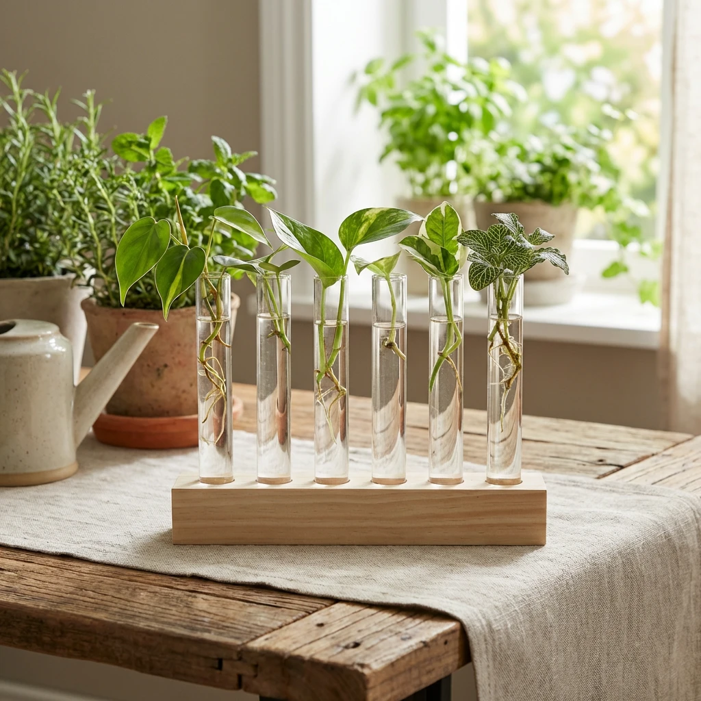 Reagenzgläser aus Glas 6 Stk. mit Holzständer 14 cm 506067  color Svart