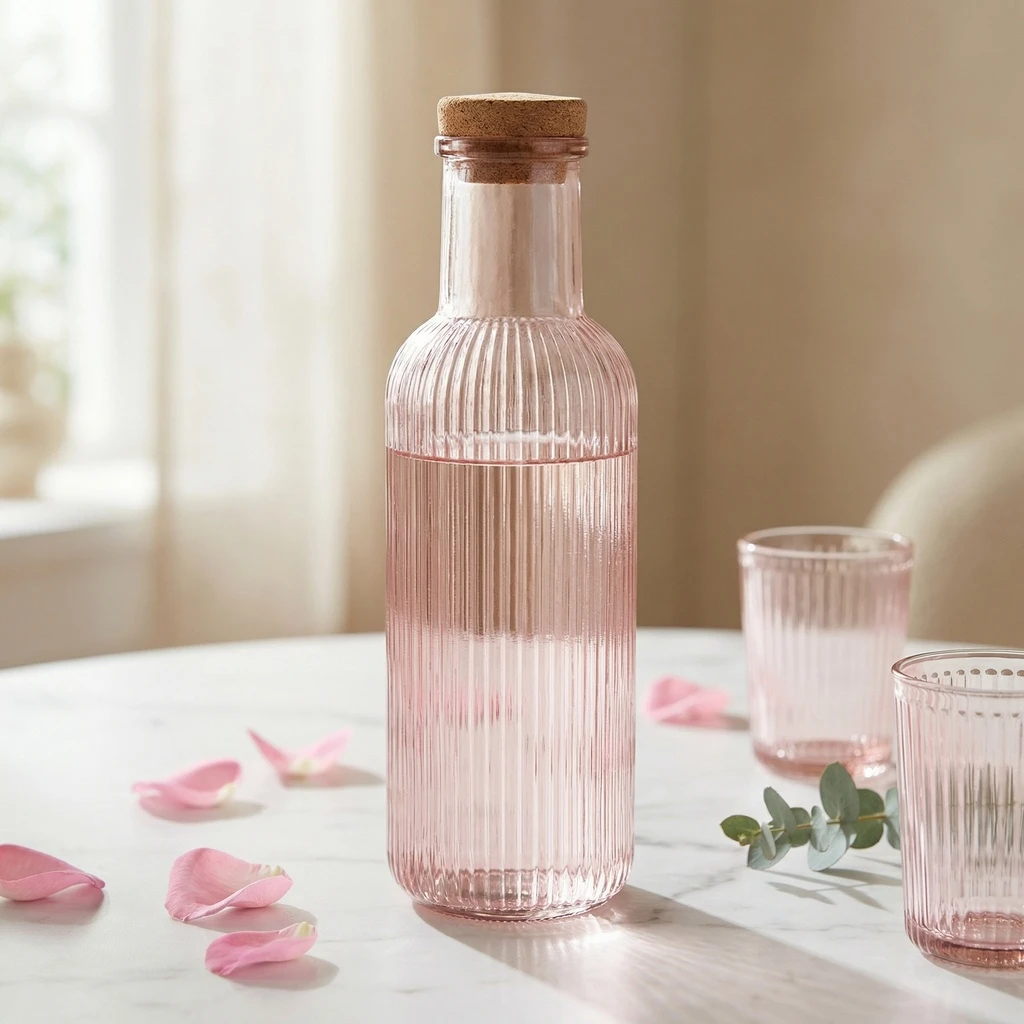 Karaffe mit Stopfen Pink Glas 1L 5426002 by COSY & TRENDY color Svart
