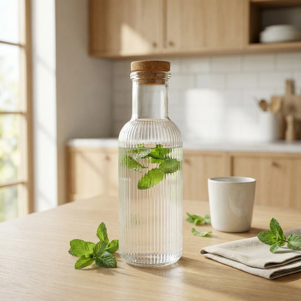 Glasflasche mit Korkverschluss Transparent 1L Ø8,7x27,8cm 5426010 by COSY & TRENDY color Svart