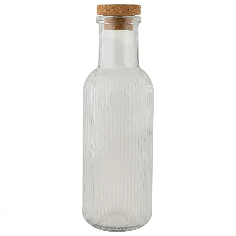Glasflasche mit Korkverschluss Transparent 1L Ø8,7x27,8cm 5426010 by COSY & TRENDY color Svart