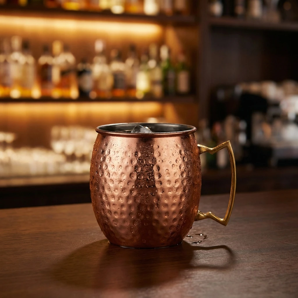 Moscow Mule Becher Kupfer Gehämmert Edelstahl 45 cl 1270HKOP by COSY & TRENDY color Svart