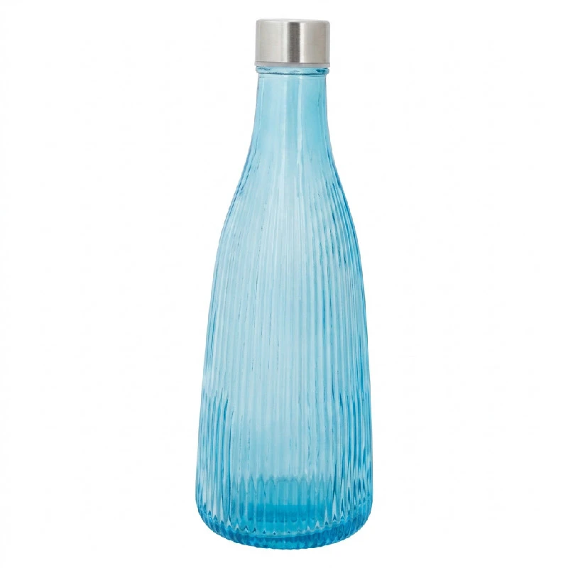 Wasserflasche mit Deckel Glas 1L Blau H28cm 5415003 by COSY & TRENDY color Svart