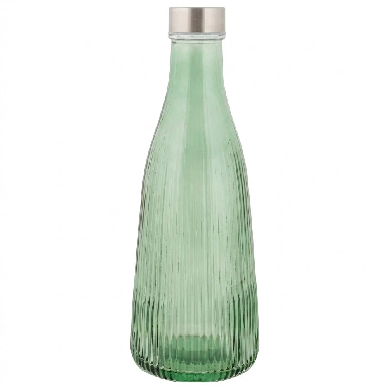 Wasserflasche mit Deckel Glas 1L Dunkelgrün H28cm 5415006 by COSY & TRENDY color Svart