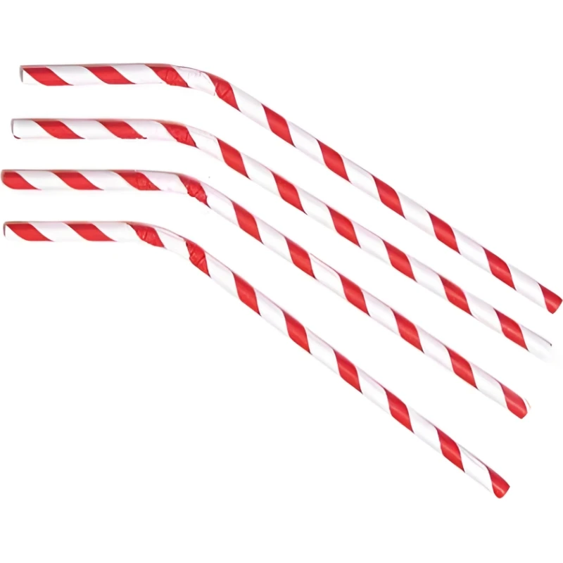 Papier-Trinkhalme Ø6x245mm mit Knick, biologisch abbaubar, rot ML124589  color Svart