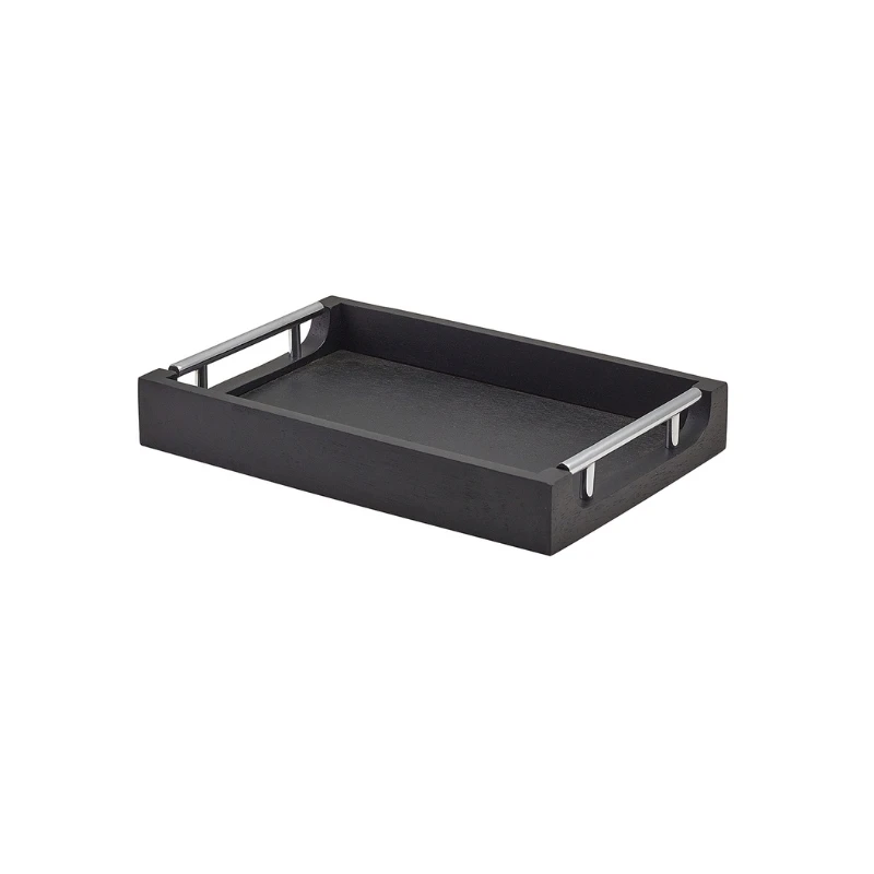 GenWare Serviertablett Schwarz mit Metallgriffen 30 x 20 cm BTM3020BK by Genware color Svart