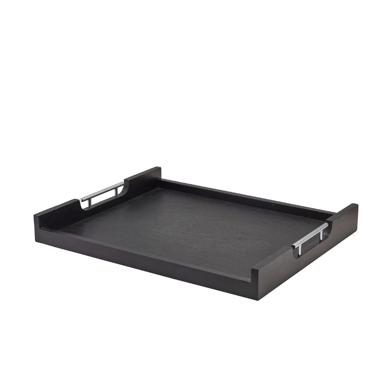 GenWare Solid Black Butlertablett mit Metallgriffen 54,5 x 44 cm BTM5544BK-LW by Genware color Svart