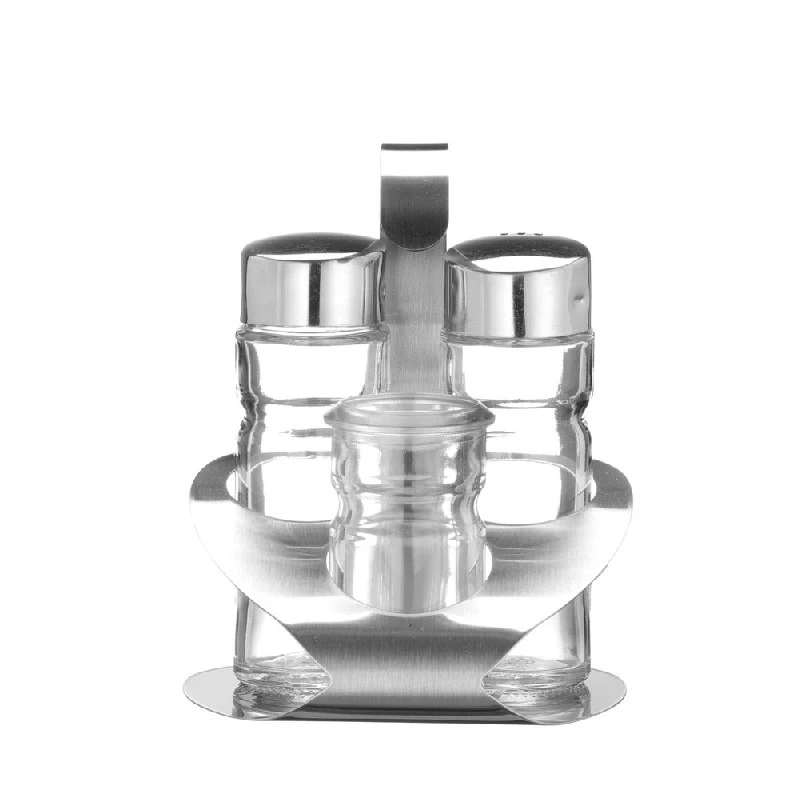 Hendi Menage-Set für Salz, Pfeffer und Öl Metall 465325 by Hendi color Svart
