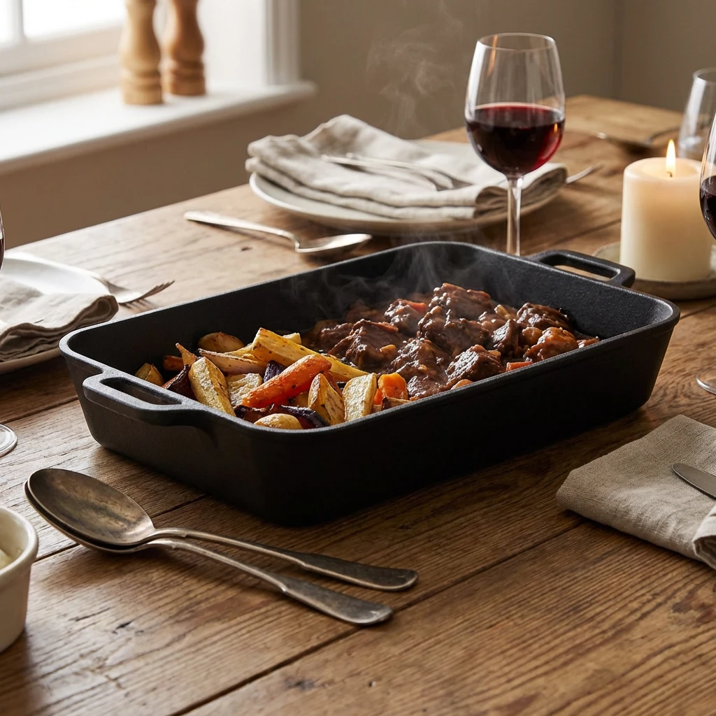 GenWare Cast Iron Rechteckige Servierplatte 25 x 15,5 cm C2515 by Genware color Svart
