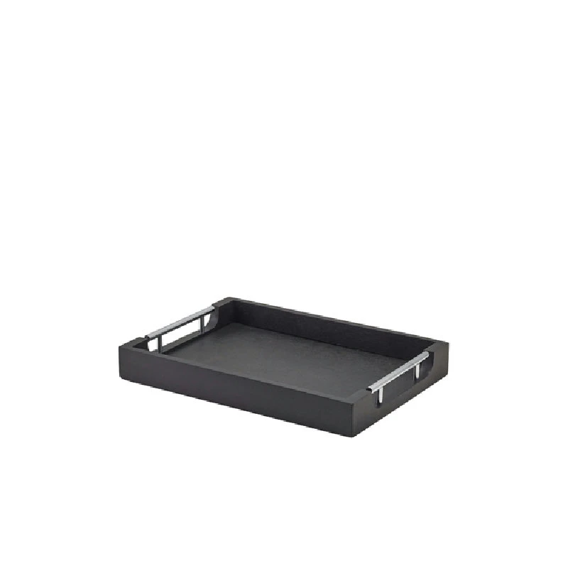 GenWare Solid Black Tablett mit Metallgriffen 35 x 25 cm BTM3525BK by Genware color Svart