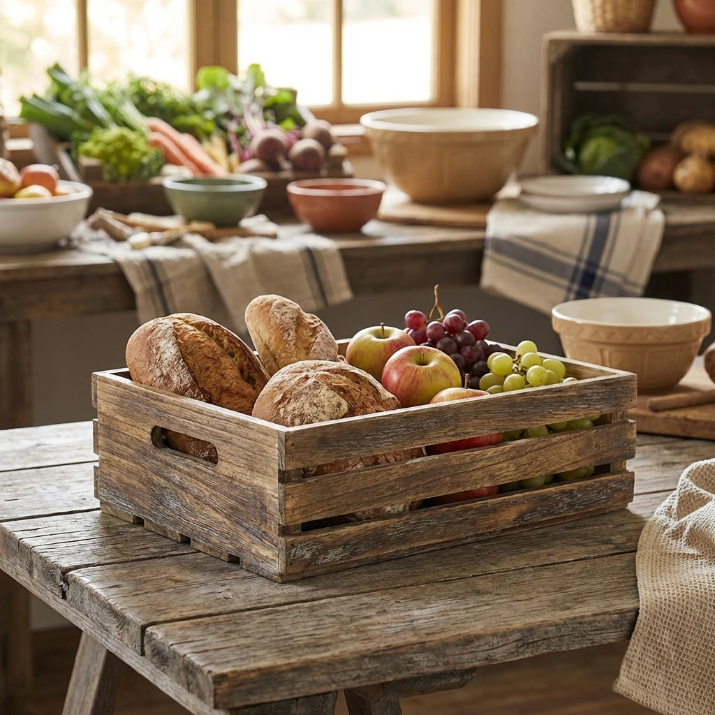 Genware Dark Rustic Holzkiste 35 x 23 x 4 cm TR225L by Genware color Svart