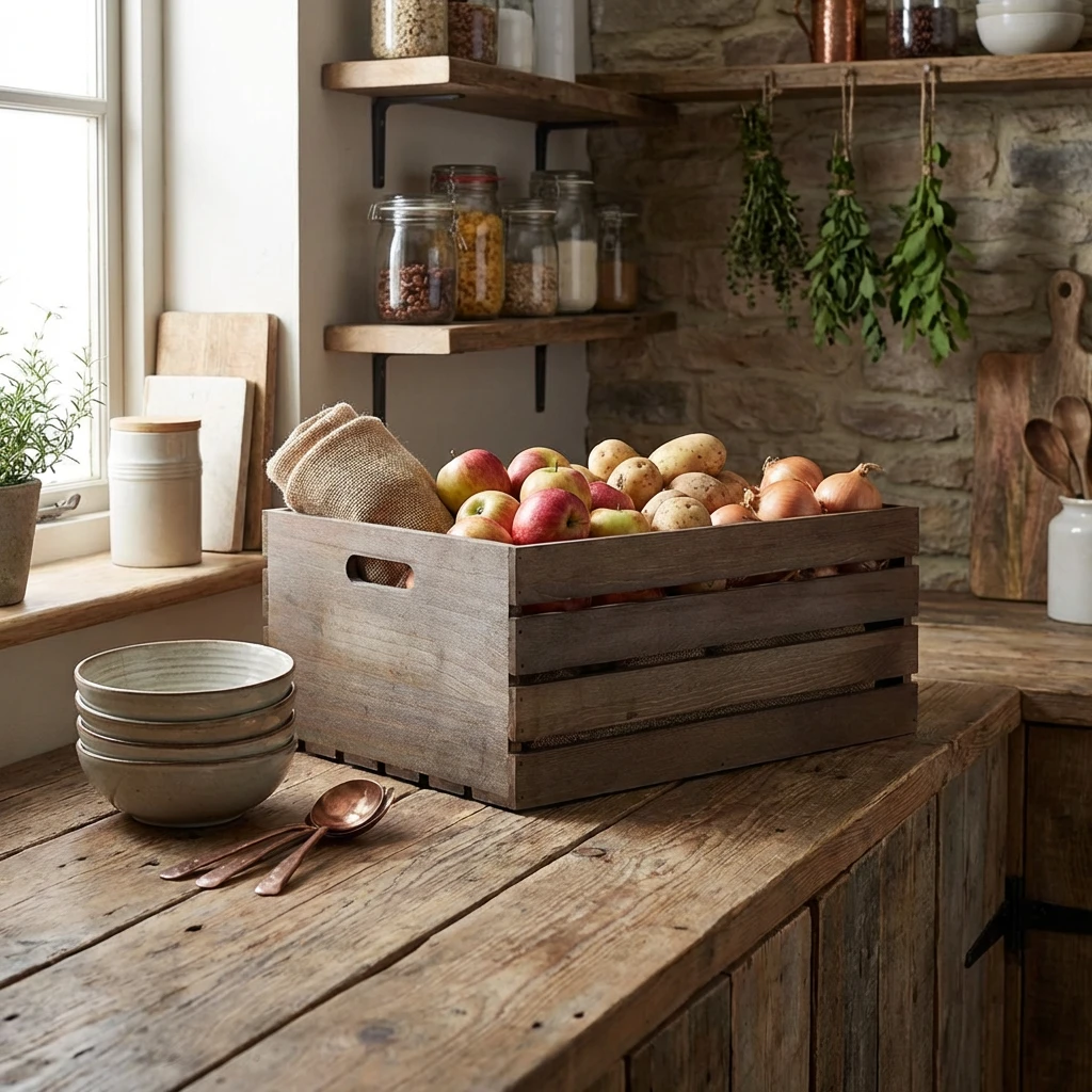 Genware Dark Rustic Holzkiste 41 x 30 x 18 cm WDC-4130D by Genware color Svart