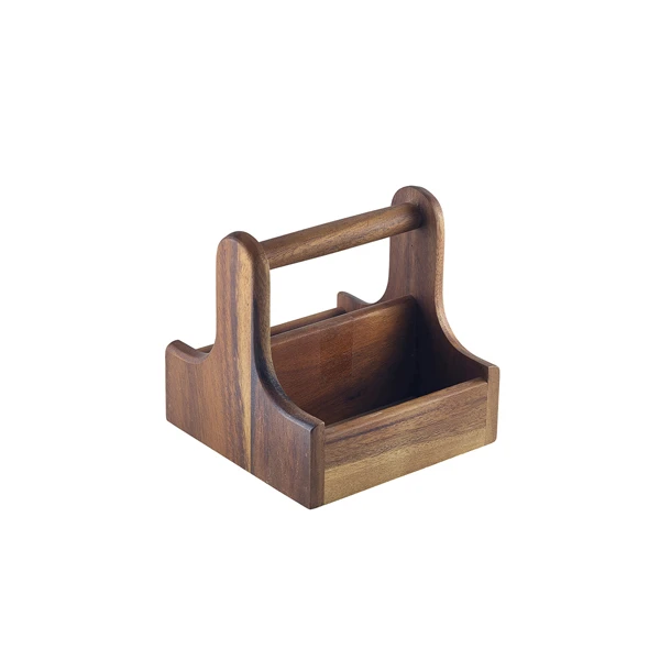 Small Dark Wood Tisch-Caddy aus Akazienholz DWTC-S by Genware color Svart