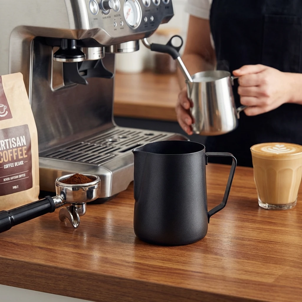 Antihaft-Milchkännchen Schwarz 340 ml / 12 oz MJ12BK by Genware color Svart