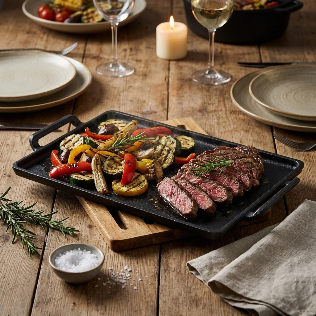 GenWare Gusseisen Servierplatte rechteckig 28 x 20 cm C2820 by Genware color Svart