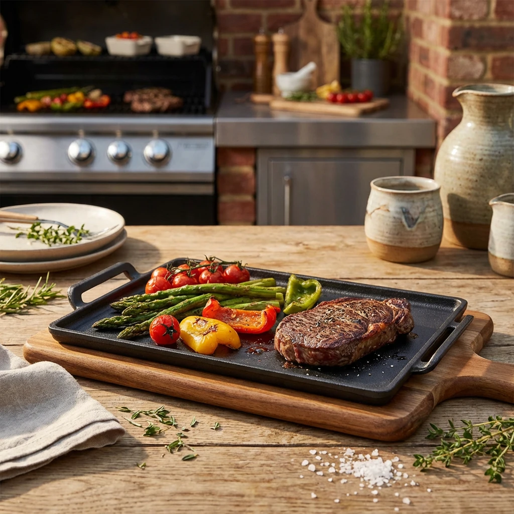 GenWare Gusseisen Servierplatte rechteckig 28 x 20 cm C2820 by Genware color Svart